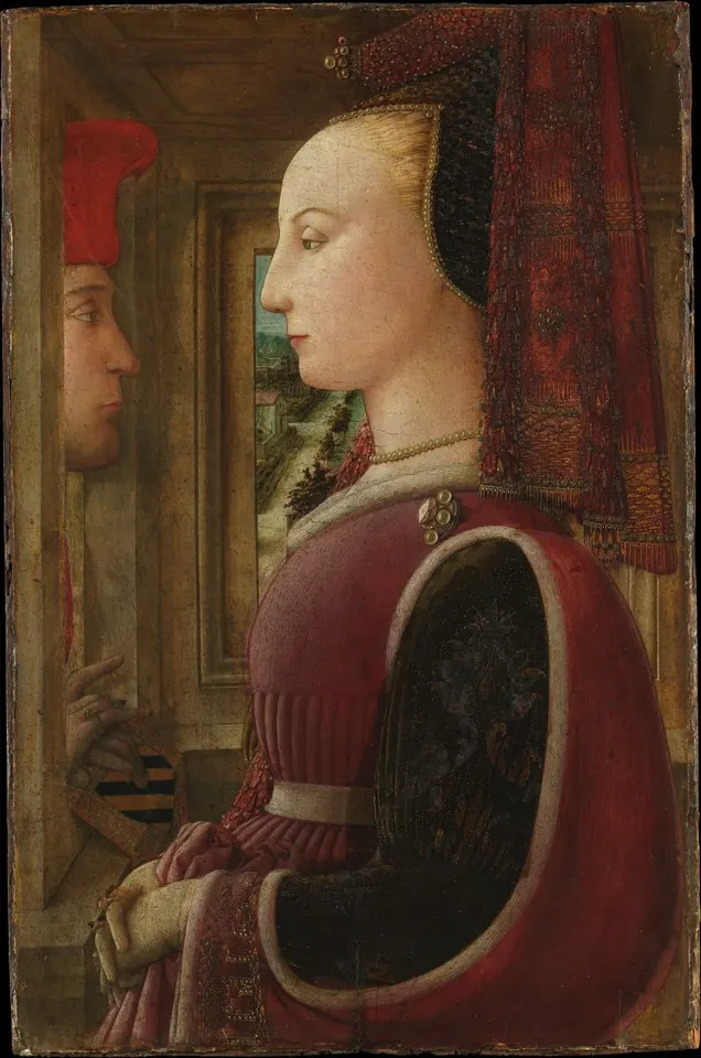 Portrait of a Woman with a Man at a Casement — Fra Filippo Lippi
