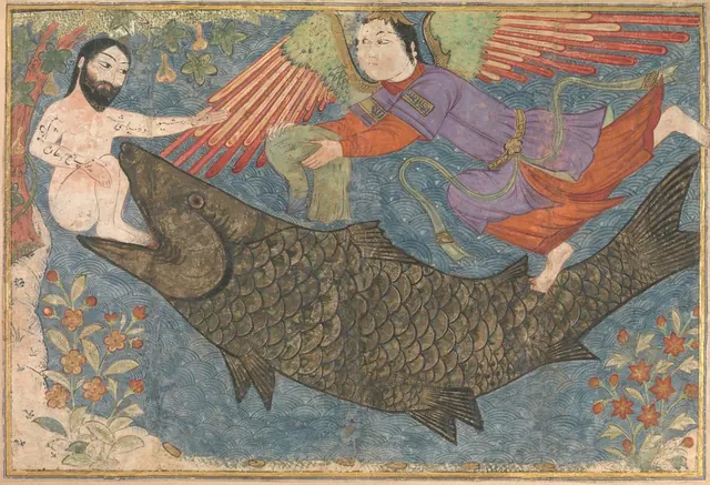 "Jonah and the Whale", Folio Probably from a Jami al-Tavarikh (Compendium of Chronicles) — Unidentified Iranian painters