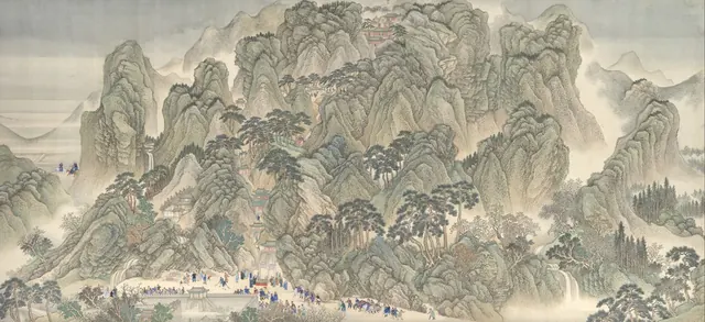 The Kangxi Emperor's Southern Inspection Tour, Scroll Three: Ji'nan to Mount Tai — Wang Hui and assistants