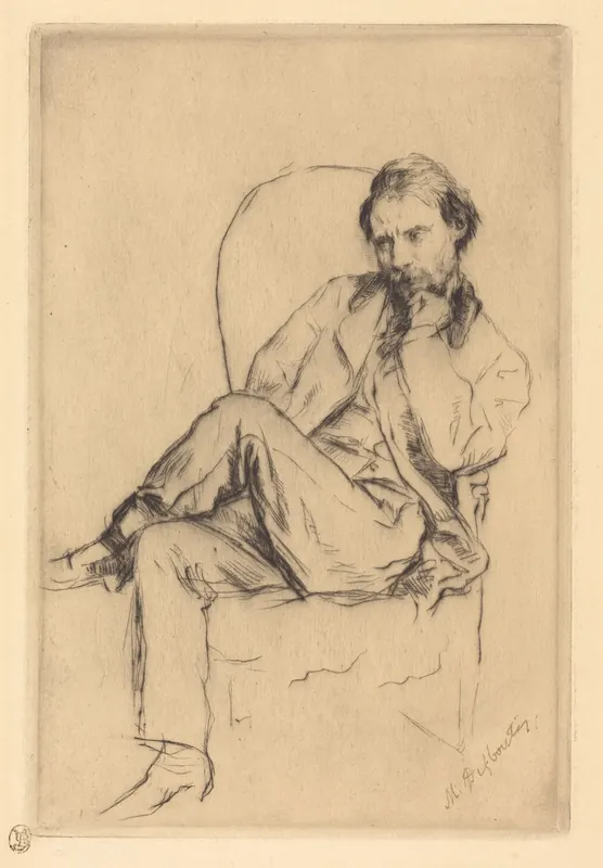 Marcellin-Gilbert Desboutin. Renoir Seated, 1877.